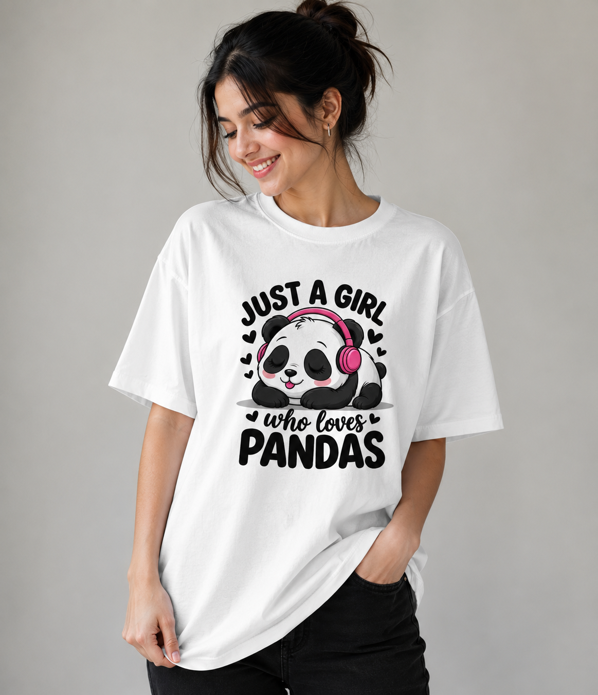 Just a Girl Who Loves Pandas Printed T-Shirt