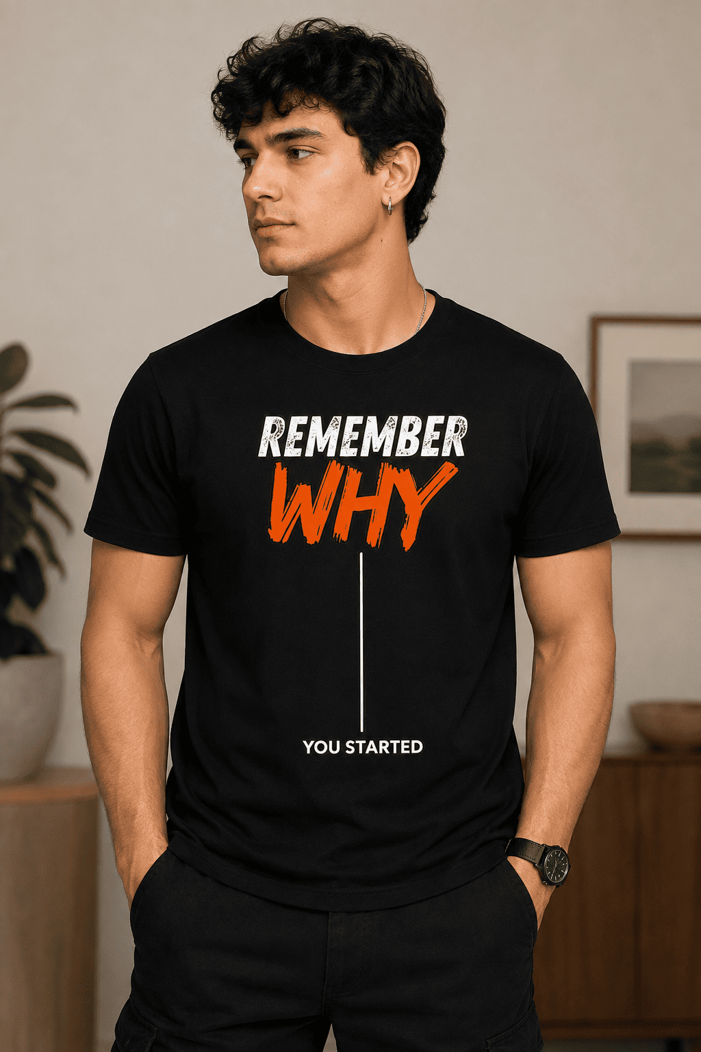 Remember Why You Started Motivational Printed T-Shirt
