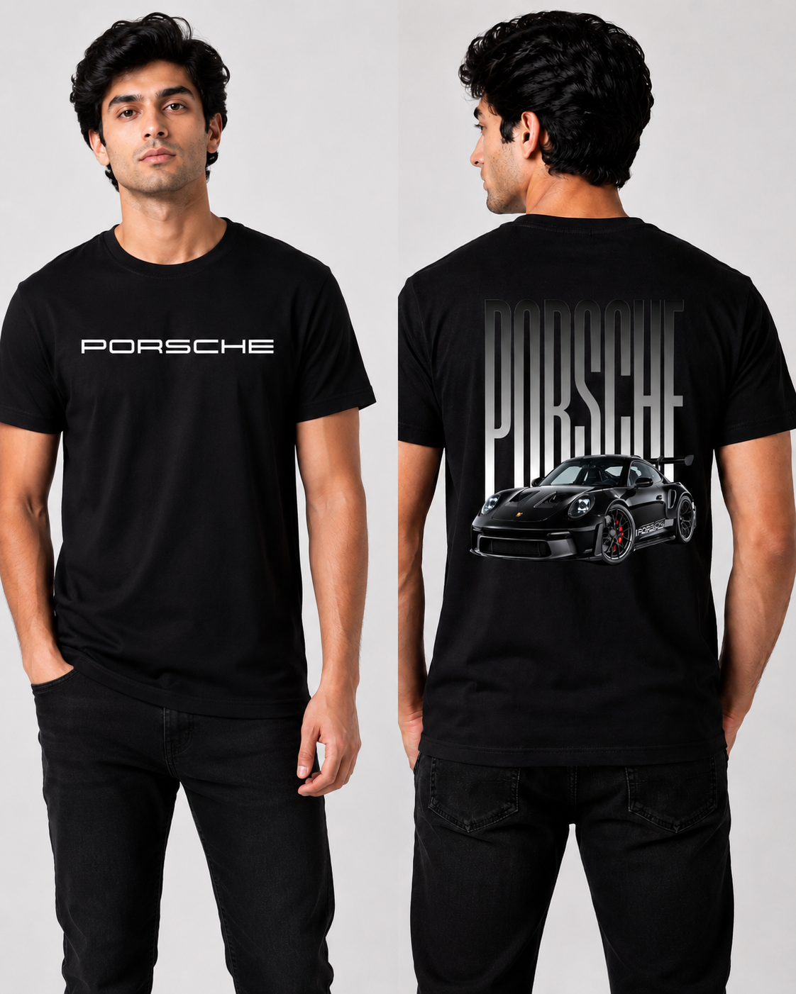 Porsche Sports Car Front & Back Print T-Shirt